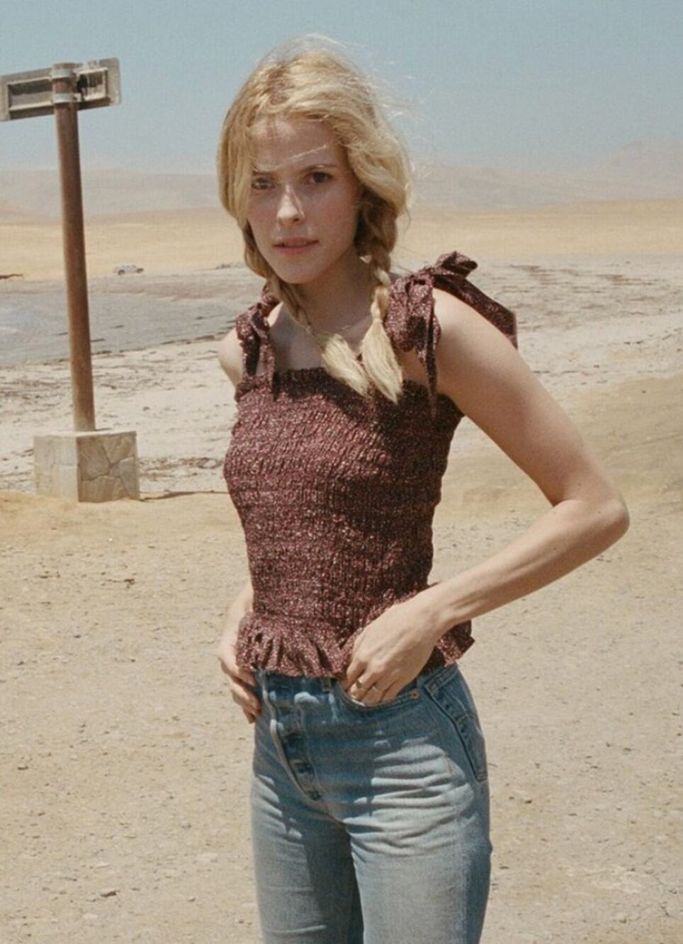 Doen | Leo Top in Rust Ditsy Floral Smocked Sleeveless Tank XS